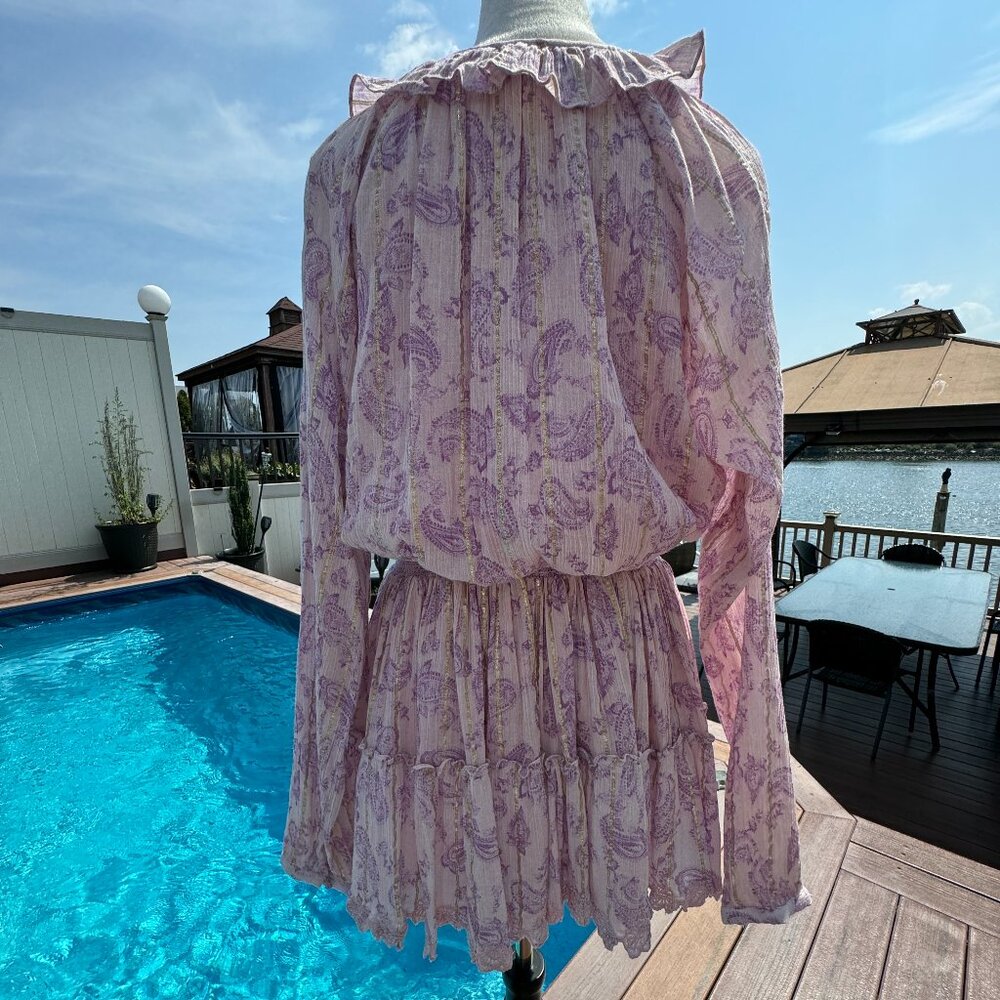 Hemant and Nandita Sequin Paisley Print Purple Mini Dress Size L - Picture 14 of 17